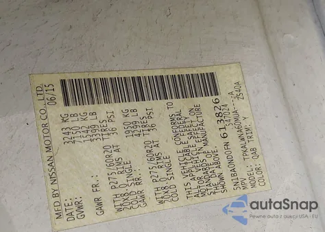 2015 Nissan Armada Platinum from USA, damaged, VIN 5N1BA0ND0FN613826